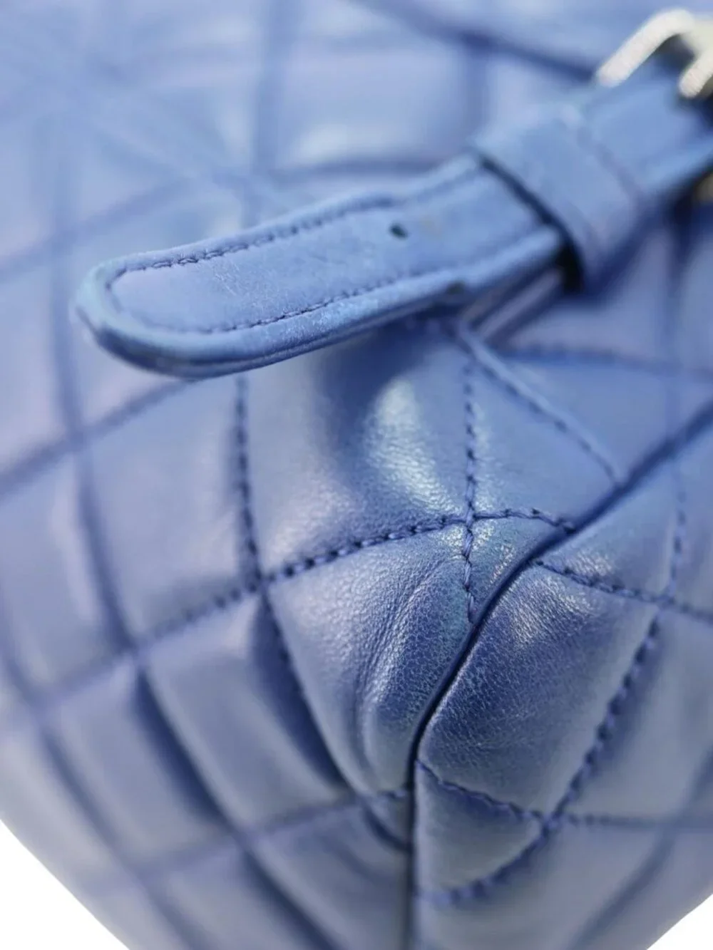 Chanel Urban Spirit Quilted Lambskin Leather Backpack Bag Blue